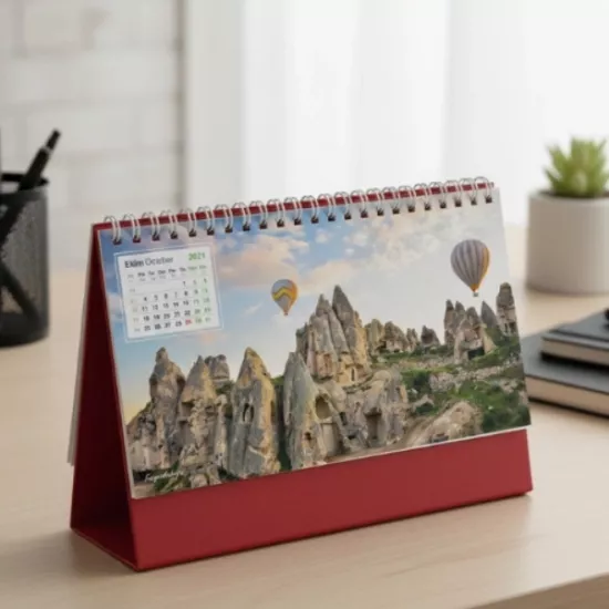 Masa Takvimi Mukavva Sıvama - Piramit- Spiralli - 13 Sayfa