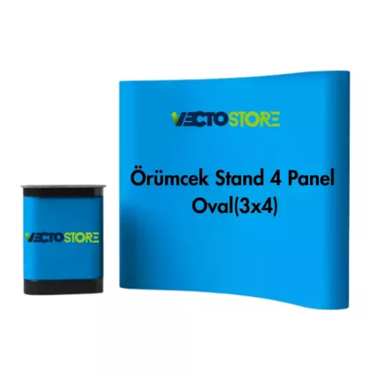 Örümcek Stand 4 Panel Oval (3x4) Baskı ve Tasarım Dahil 