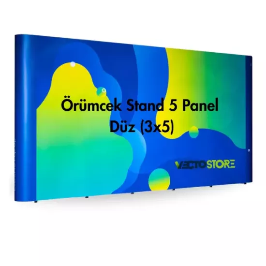 Örümcek Stand Düz 5 Panel (3x5) Baskı ve Tasarım Dahil 