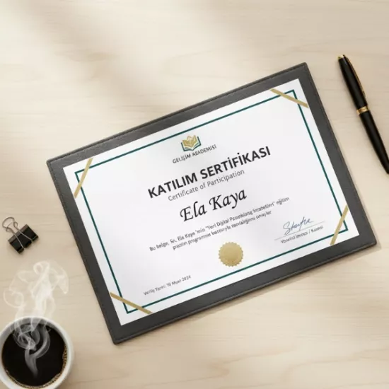 Sertifika Baskı A4 350 Gr Dokulu Karton  Ön Yüz Baskı 